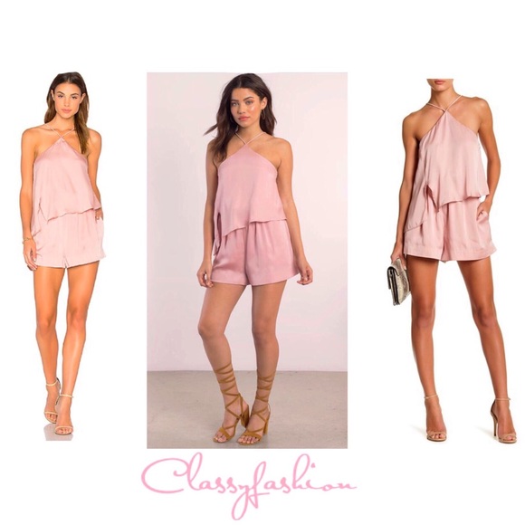 Stylestalker Pants - NWT Stylestalker Romper Halter Jumper Tiered Pink